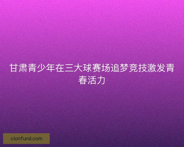 甘肃青少年在三大球赛场追梦竞技激发青春活力
