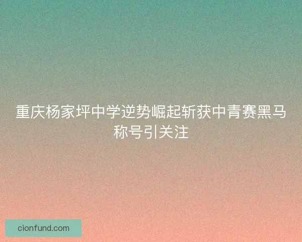 重庆杨家坪中学逆势崛起斩获中青赛黑马称号引关注