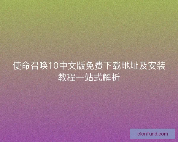 使命召唤10中文版免费下载地址及安装教程一站式解析
